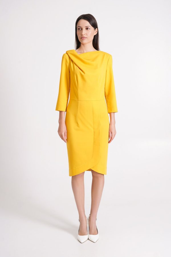 Yellow Ruffle Neck Dress - Image 2