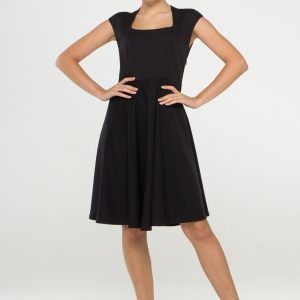 Black Square Neck Sleeveless Dress