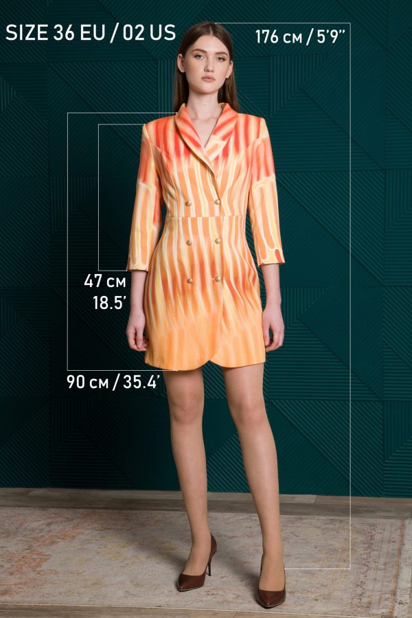 Gradient orange striped skirt suit - Image 3