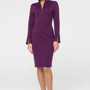 Purple Stand Collar Dress