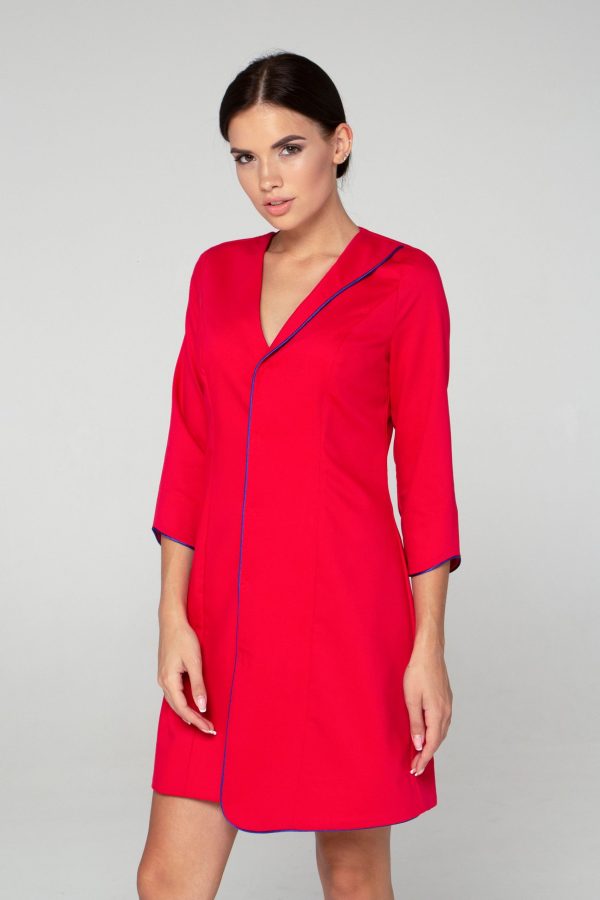 Rose red contrast hem dress - Image 4