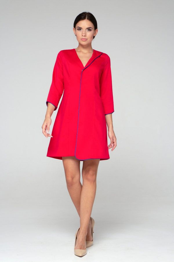 Rose red contrast hem dress