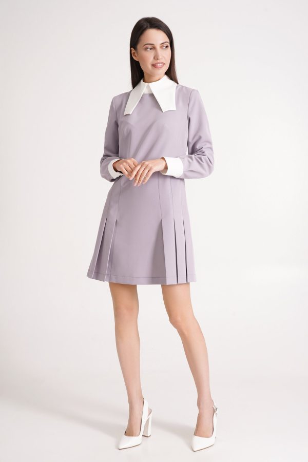 Light purple contrast collar dress - Image 2