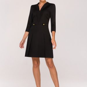 Black suit collar dress