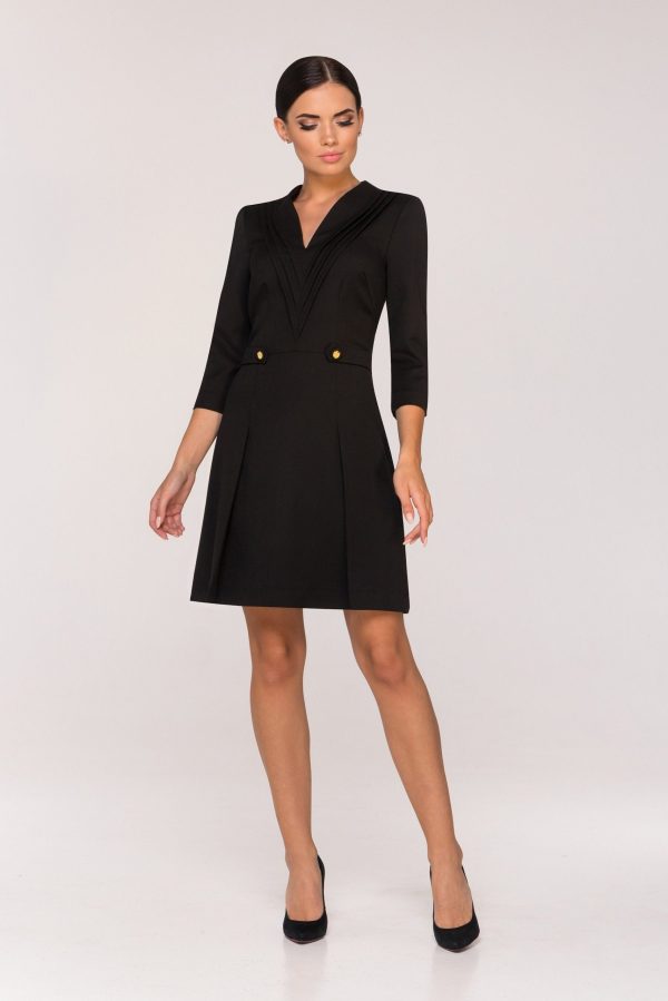 Black suit collar dress