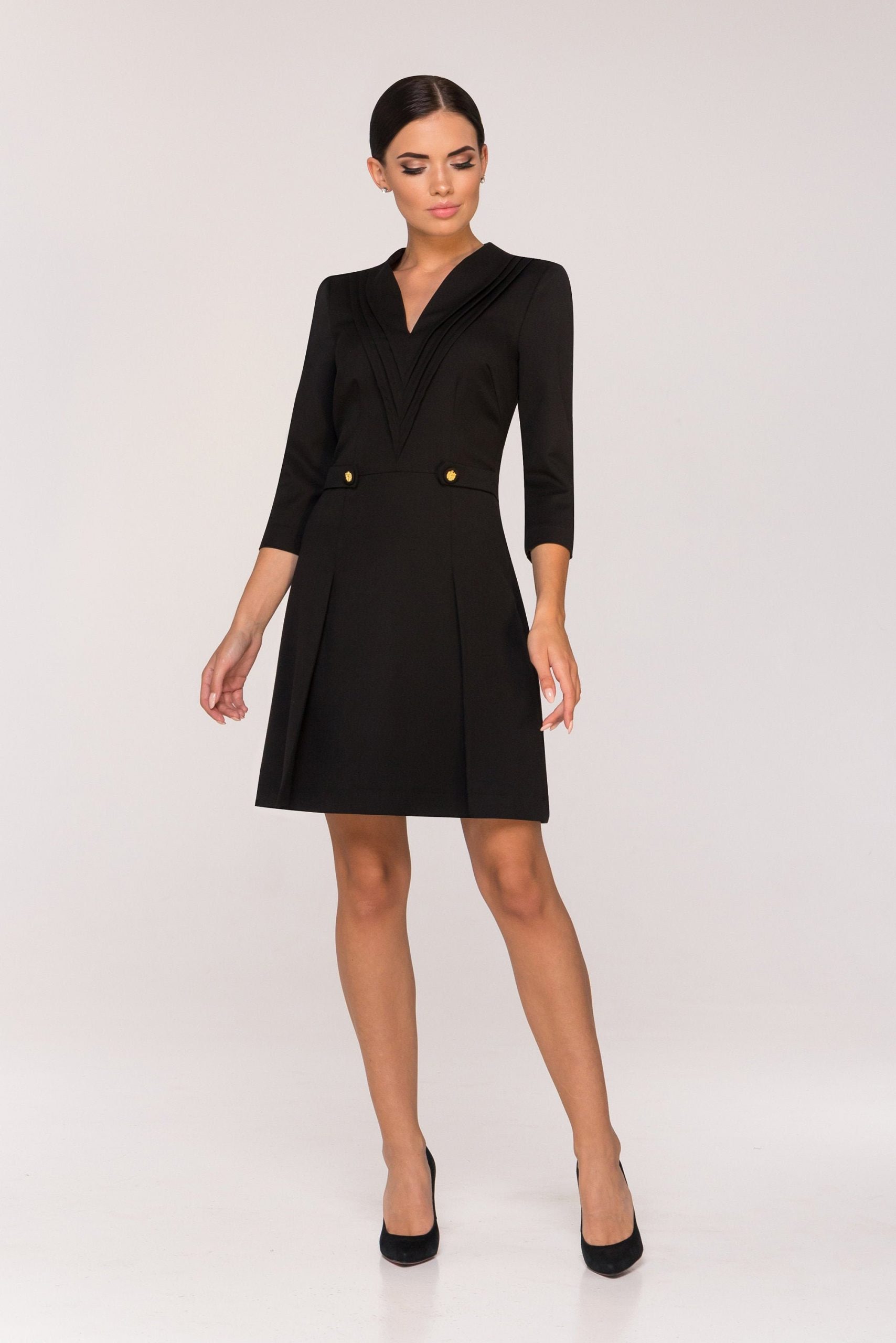 Black suit collar dress
