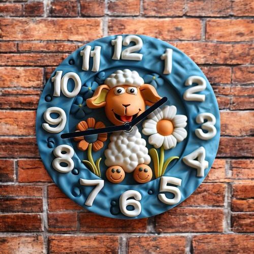 Adorable Sheep-Themed Wall Clock