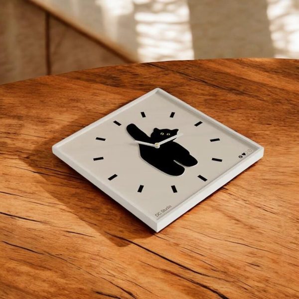 Black Cat Team Square Wall Clock - Image 2