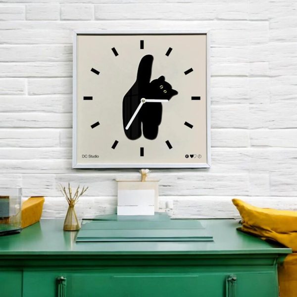 Black Cat Team Square Wall Clock - Image 3