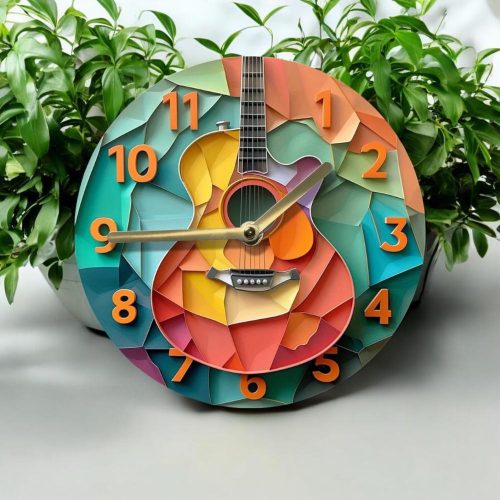 Colorful Guitar Wall Clock