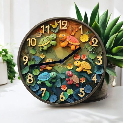 Colorful Turtle-Themed Wall Clock