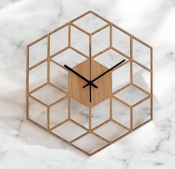 Hexagonal Frame Hollow Wall Clock