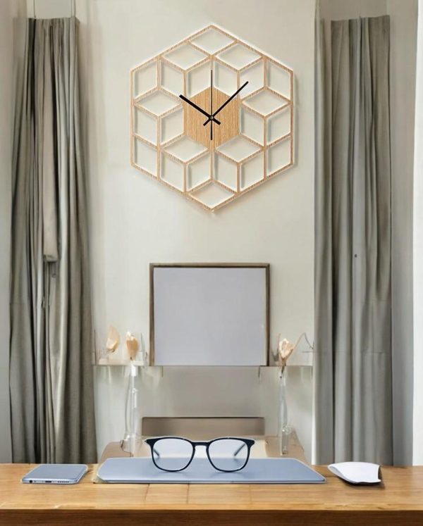 Hexagonal Frame Hollow Wall Clock - Image 4