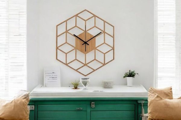 Hexagonal Frame Hollow Wall Clock - Image 5