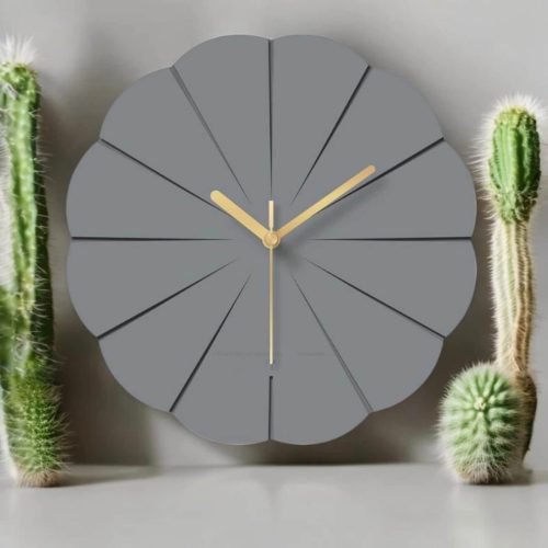 Light Gray Petal-Shaped Wall Clock