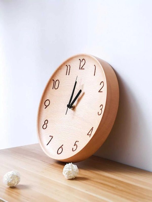 Light Wood Minimalist Wall Clock - Image 3