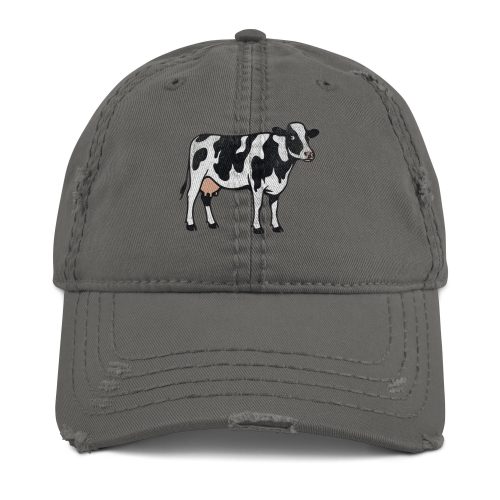 Vintage distressed cow embroidered baseball cap