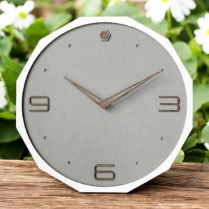 Octagonal Wall Clock with a Light Gray Dial