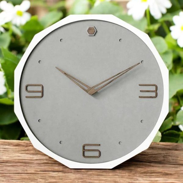 Octagonal Wall Clock with a Light Gray Dial
