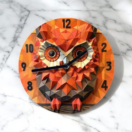 Owl-Themed Round Wall Clock