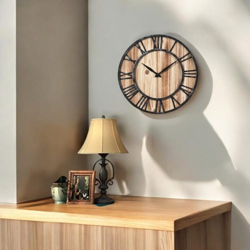 Retro Round Wood Theme Wall Clock