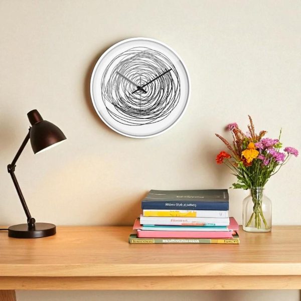 Round Wall Clock with Abstract Line Pattern - Image 2
