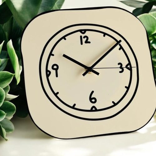 Square Wall Clock with Graffiti Effect
