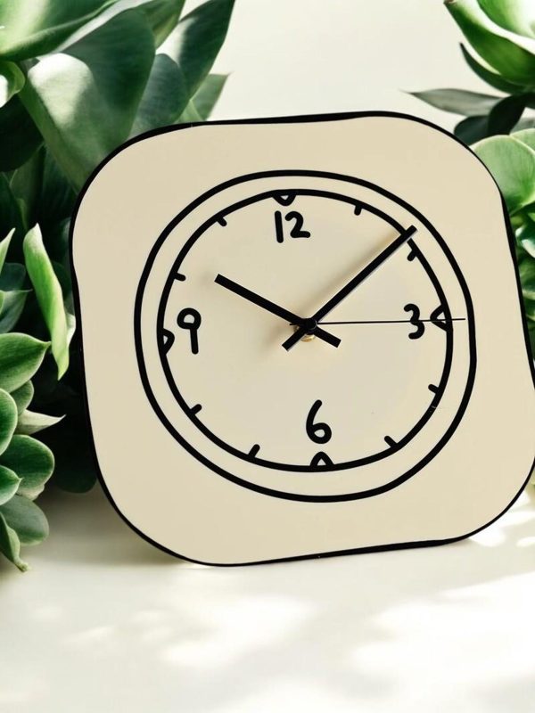 Square Wall Clock with Graffiti Effect