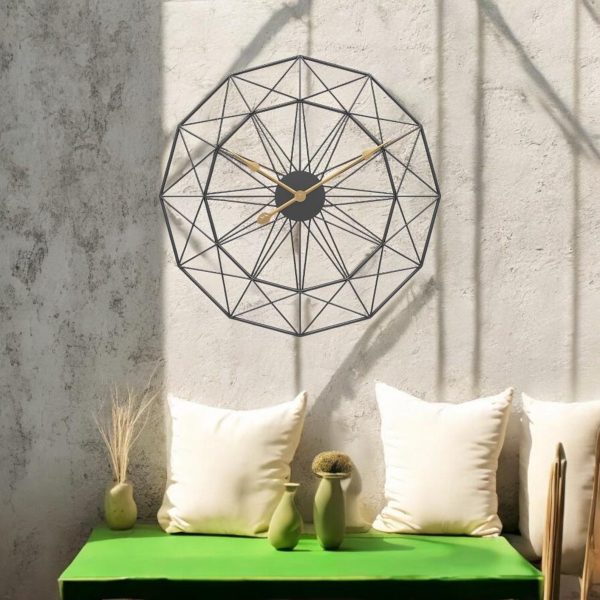 Wall Clock with Black Geometric Metal Frame - Image 2