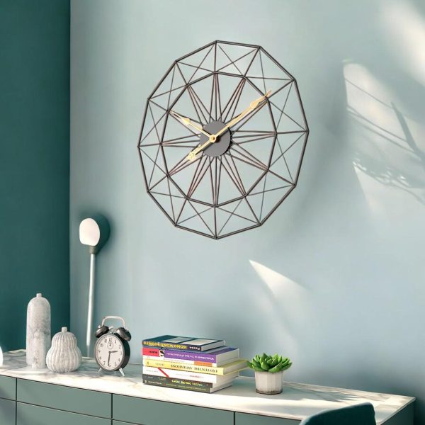 Wall Clock with Black Geometric Metal Frame - Image 3