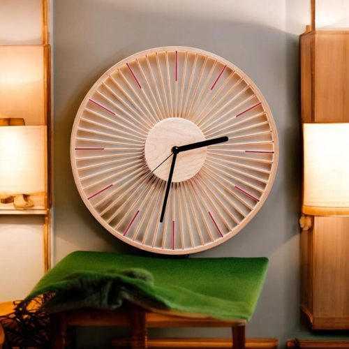 Wall Clock with Simple Geometric Radiating Lines