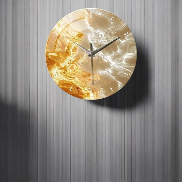 Wall Clock with a Flowing Gold and White Pattern - Image 3