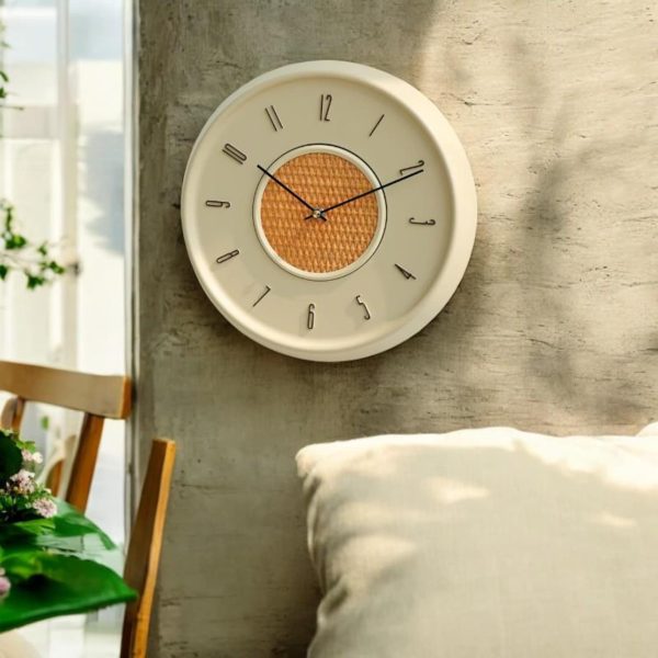 White and Warm Brown Wall Clock - Image 2