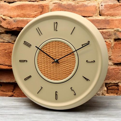 White and Warm Brown Wall Clock