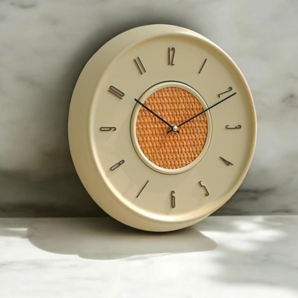White and Warm Brown Wall Clock - Image 3
