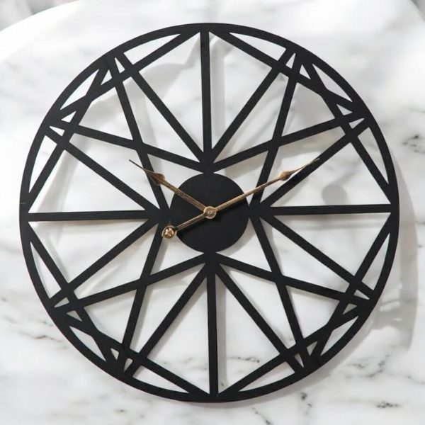 ound Wall Clock with Geometric Lines - Image 2