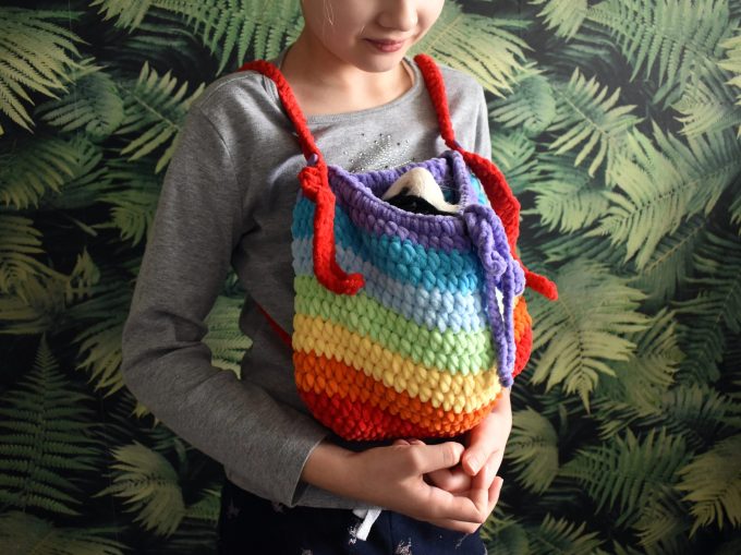 Rainbow Sugar Falls Knitted Pet Bag - Image 7
