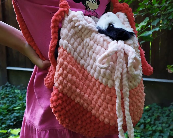 Peach Sweetheart Soft Knitted Pet Bag - Image 5