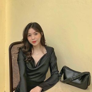 Black satin collared top